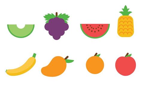 Flat Fruit Icons Vector 149210 Vector Art At Vecteezy