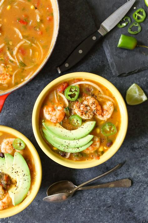 Spicy Jicama Tortilla Soup With Shrimp Domesticate Me