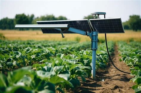 Premium Ai Image Smart Farming With Iot Solar Cell Water Pump And