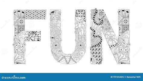 Word Fun For Coloring Vector Decorative Zentangle Object Stock Vector