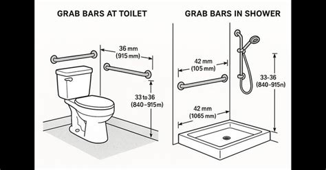 Diagram of Grab Bars Placement in 2025 | Shower grab bar, Bathroom ...