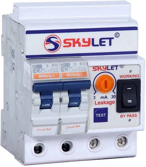 Skylet Elcb Mcb Single Phase 2 Pole Elcb Rccb Isi Marked Mcb 32 A With High Voltage