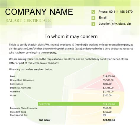 Editable Salary Certificate Templates In Ms Word