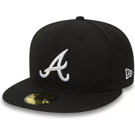 New Era Flat Brim 59fifty Essential Atlanta Braves Mlb Black Fitted Cap