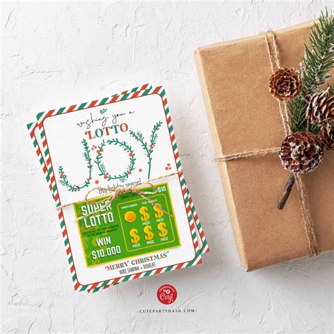 Editable Christmas Lotto Ticket Gift Card Holder template, Printable H ...