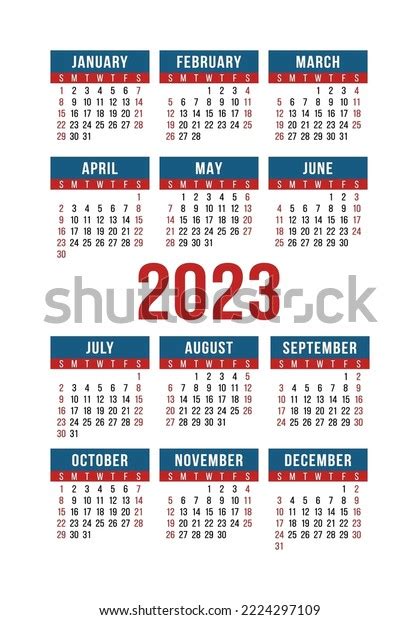 Calendar 2023 Year English Template Stock Vector (Royalty Free ...