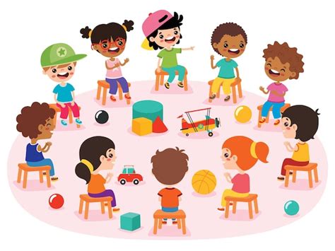 Premium Vector | Kids sitting in circle and playing