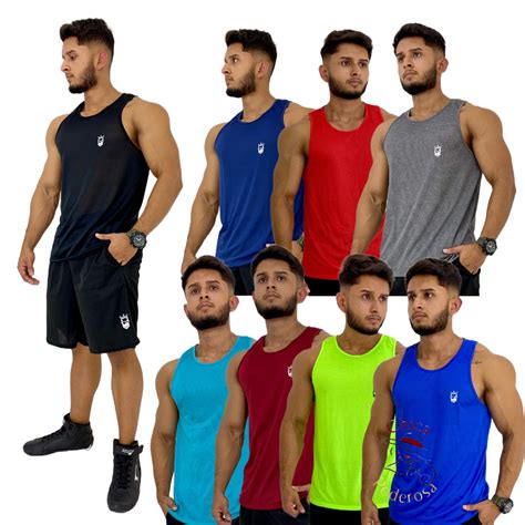 KIT 5 Regata Masculina Dry Fit para Treino Escorrega o Preço