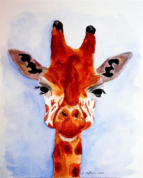 Watercolor Giraffe Painting By Stephanie Estrin