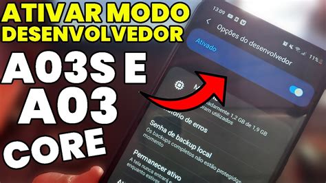 Como Ativar O Modo Desenvolvedor No Samsung Galaxy A E Ao Core Youtube