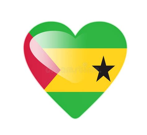 Sao Tome And Principe 3D Heart Shaped Flag Stock Illustration