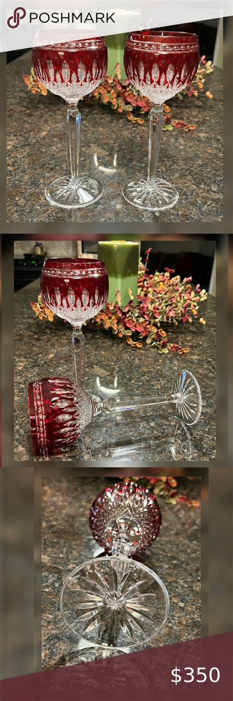 Waterford Crystal Ruby Red ‘clarendon Hock Wine Glass Pair Waterford Crystal Wine Glasses