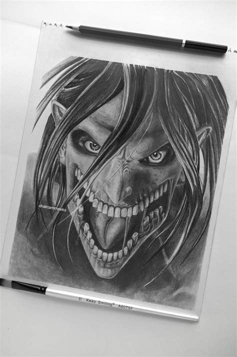 Eren Jaeger Titan Form Attack Titan Anime Sketch Eren Jaeger Attack