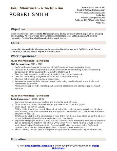 10 Hvac Maintenance Technician Resume Samples And Templates For 2025