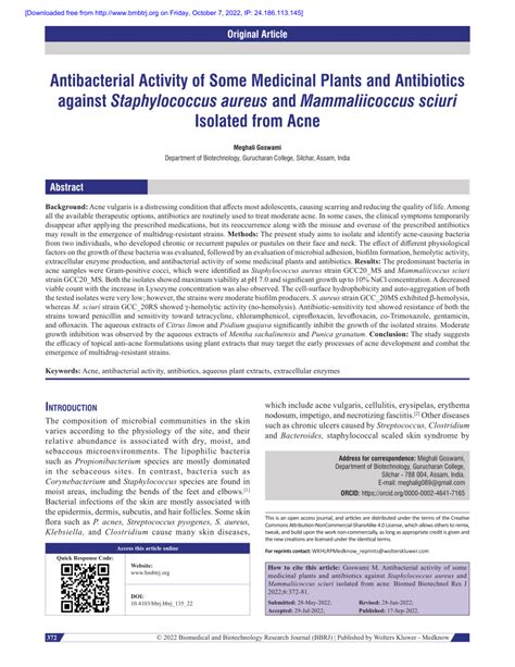 PDF Antibacterial Activity Of Some Medicinal Plants And Antibiotics