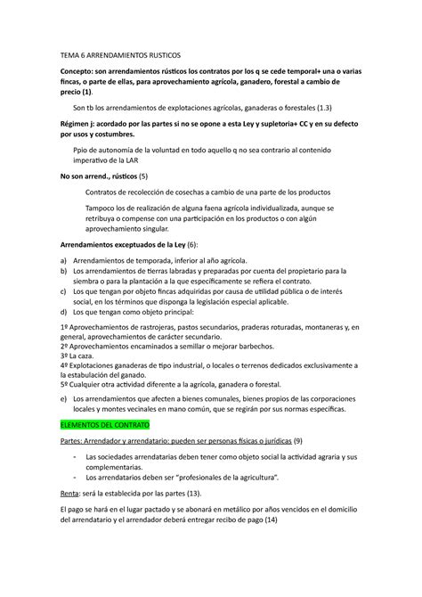 Tema Arrendamientos R Sticos Tema Arrendamientos Rusticos