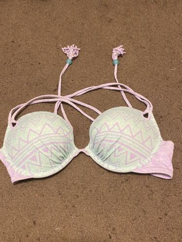 Victorias Secret Pink Seafoam Green Tassel Bikini Swim Top Size D Ebay