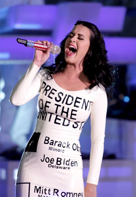 Katy Perry Sings At Obama Rally Wearing Voting Ballot Inspired Dress