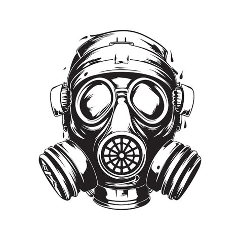 Premium Vector | Gas mask vintage logo line art concept black and white color hand drawn ...