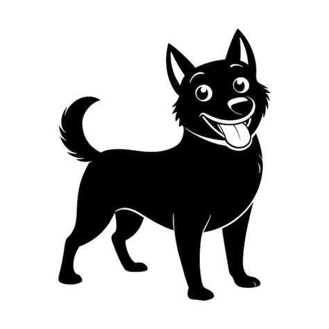 Premium Vector | Black and white silhouette of a happy dog