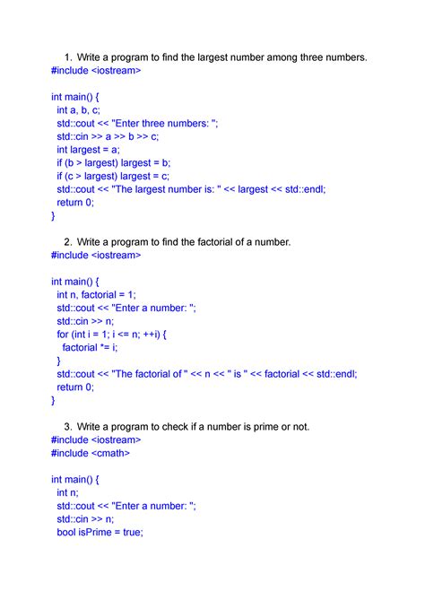 C Problems Write A Program To Find The Largest Number Among Three