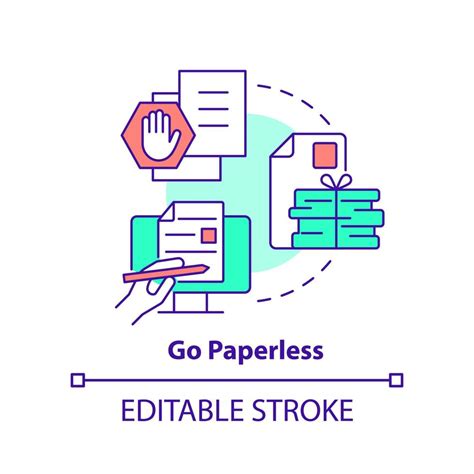 Go Paperless Concept Icon Digital Documents Remote Work Productivity