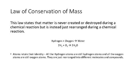 Balancing Equations Law Of Conservation Of Mass This