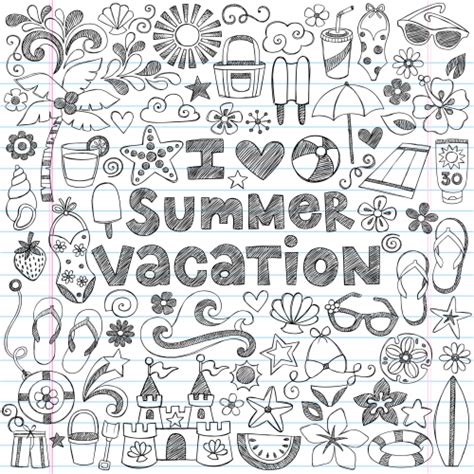 Summer Vacation Doodle Page Doodle Pages Notebook Doodles Detailed