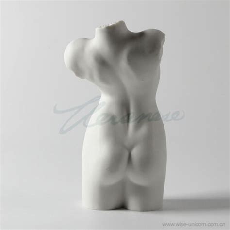 Modern Art Sculpture Handmade White Ceramics Naked Woman Half Body