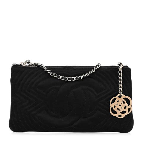 Chanel Satin Camellia Evening Bag Black Fashionphile