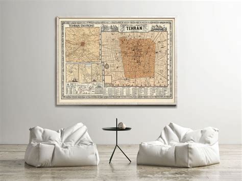 Old Map Of Tehran Iran Vintage Map Wall Map Print Vintage Maps