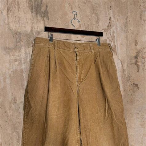 Vintage Savane Corduroy Pants Caramel Tan Pleated Bag Gem