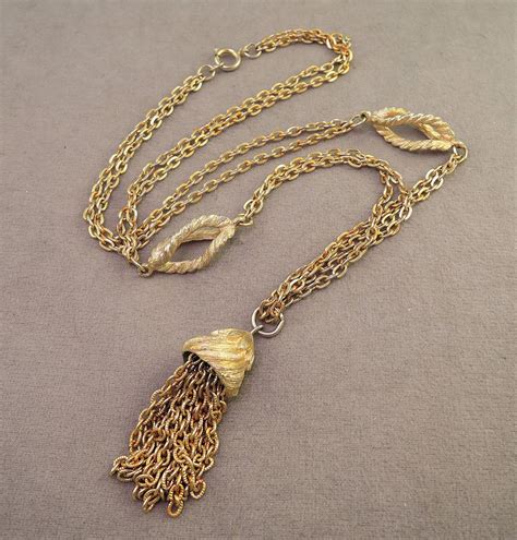 Gold Tone Tassel Necklace C1960s By Thejeweledbear On Etsy With Images Tassel Necklace