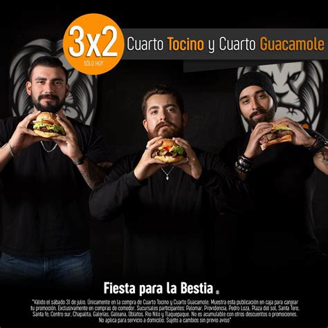 En Cuarto De Kilo 3x2 En Hamburguesa Cuarto Tocino O Guacamole El 31 De