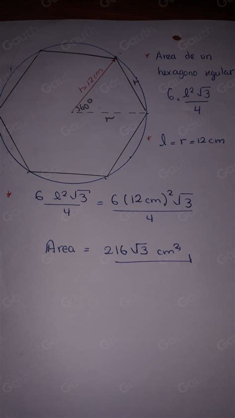 Solved 1 Calcula el área de un hexágono regular inscrito en una