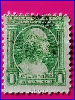 George Washington Cent Stamp Super Rare Green Looking Right Stamped