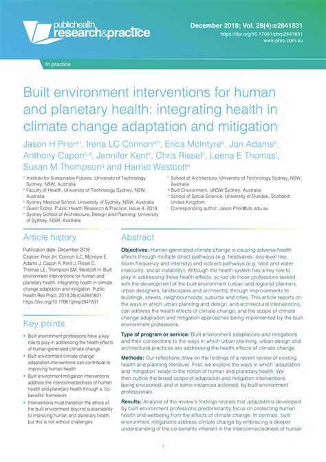 PDF Built Environment Interventions For Human And Planetary Health