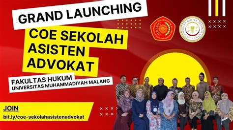 Grand Launching Coe Sekolah Asisten Advokat Fakultas Hukum Umm Youtube