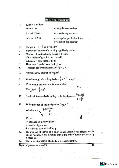 SOLUTION Summary Formula Of Rotational Dynamics Class12 Studypool