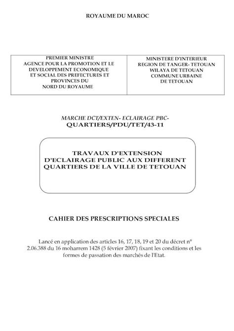 Pdf Cahier Des Prescriptions Speciales Modif Exten Eclairage Pb