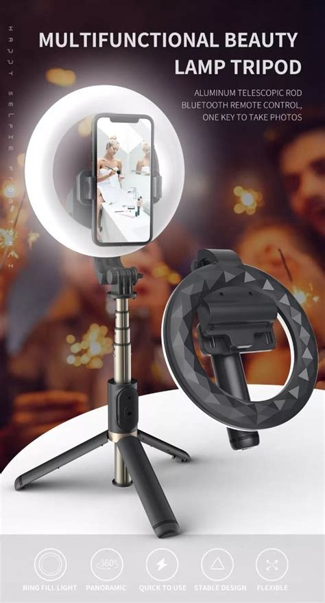 Manufacture L07 Selfie Stick With Led Ring Light 360 Rotation With