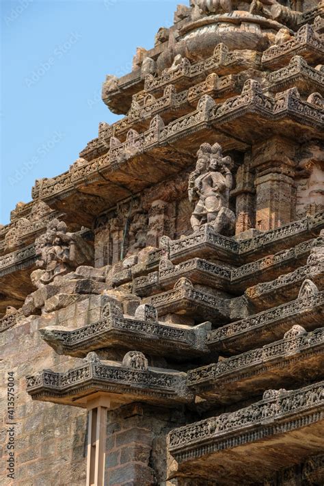 Detail of the Sun Temple was built in the 13th century and designed as ...