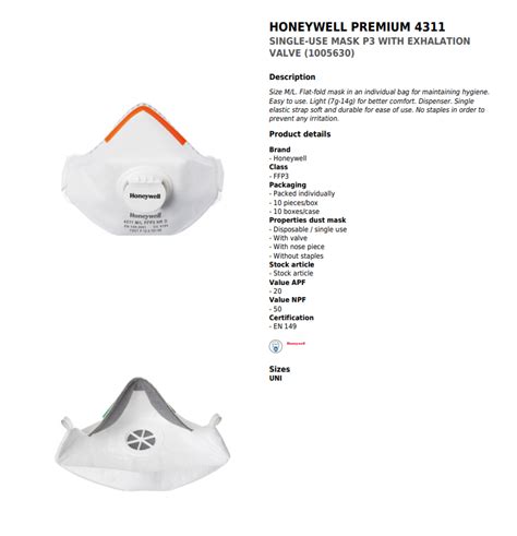 Honeywell M L Ffp Nr D Valved Mask Pack Of Absolute Ppe