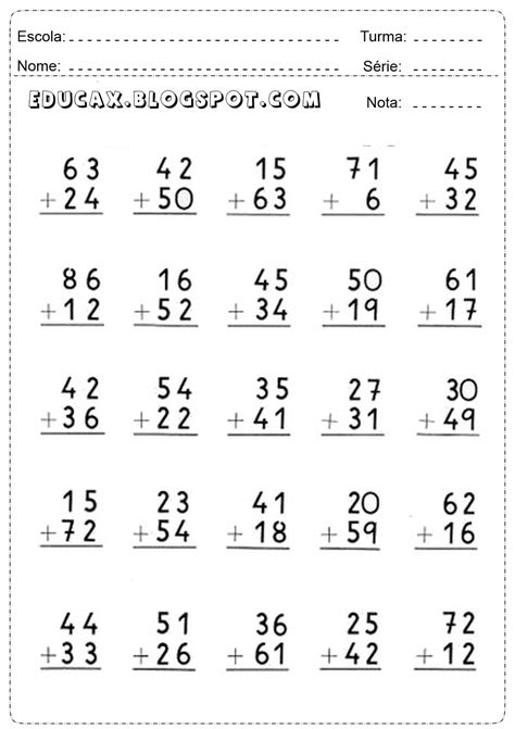 Atividades De Matemática De Adição Viver De Educar