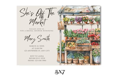 She S Off The Market Bridal Shower Invitation Template Farmer S Market