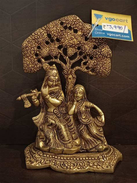 Buy Brass Krishna And Radha Sitting Under Tree Statue 7 Online For