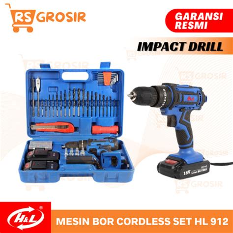 Jual Mesin Bor Impact Drill Cordless H L HL 912 Box Set 2 Baterai