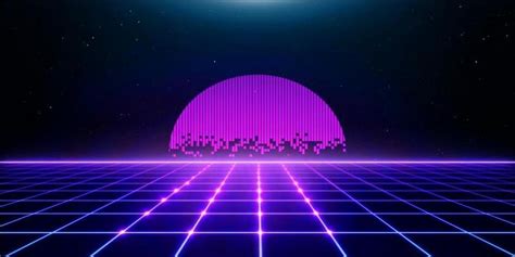 Retro Cyberpunk Style 80s Sci Fi Background Futuristic With Laser Grid