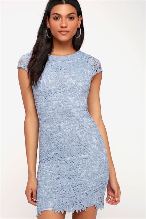 Right Sheer Right Now Periwinkle Blue Lace Bodycon Dress Lace Blue