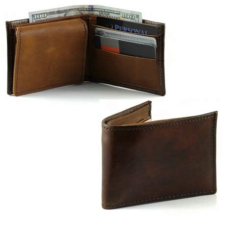 Male Bi Fold High Quality Real Leather Mens Wallet Brown Card Slots